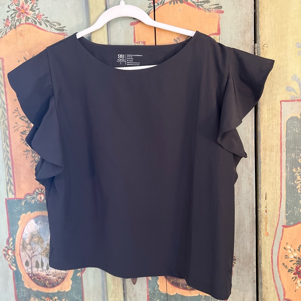 Albion Black Flutter Sleeve Blouse